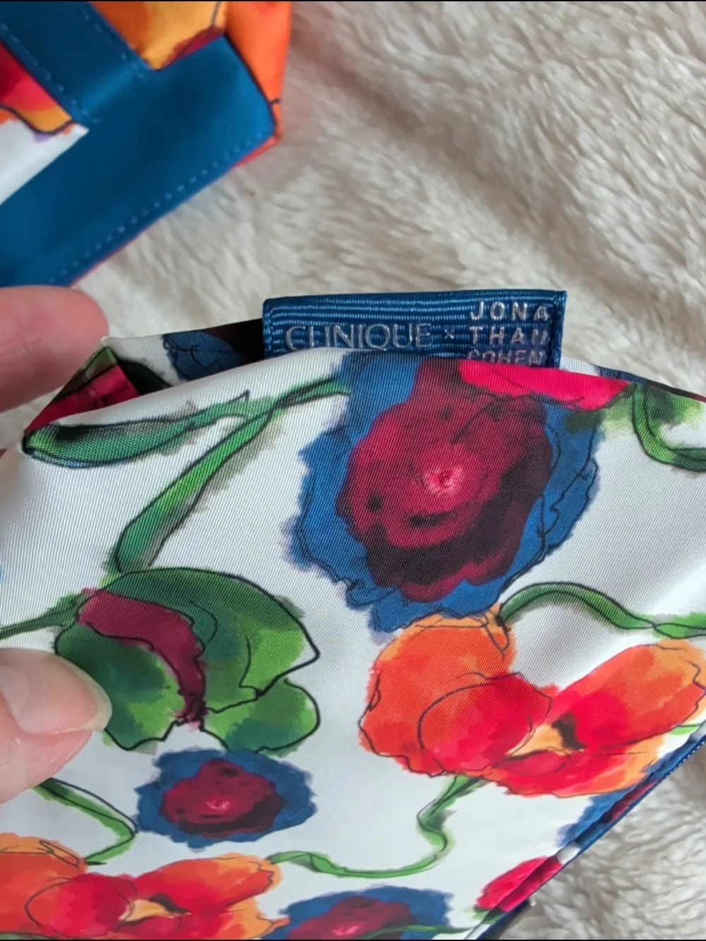 Clinique Large Floral Tote/Cosmetic Bag & Lipstick Bundle New